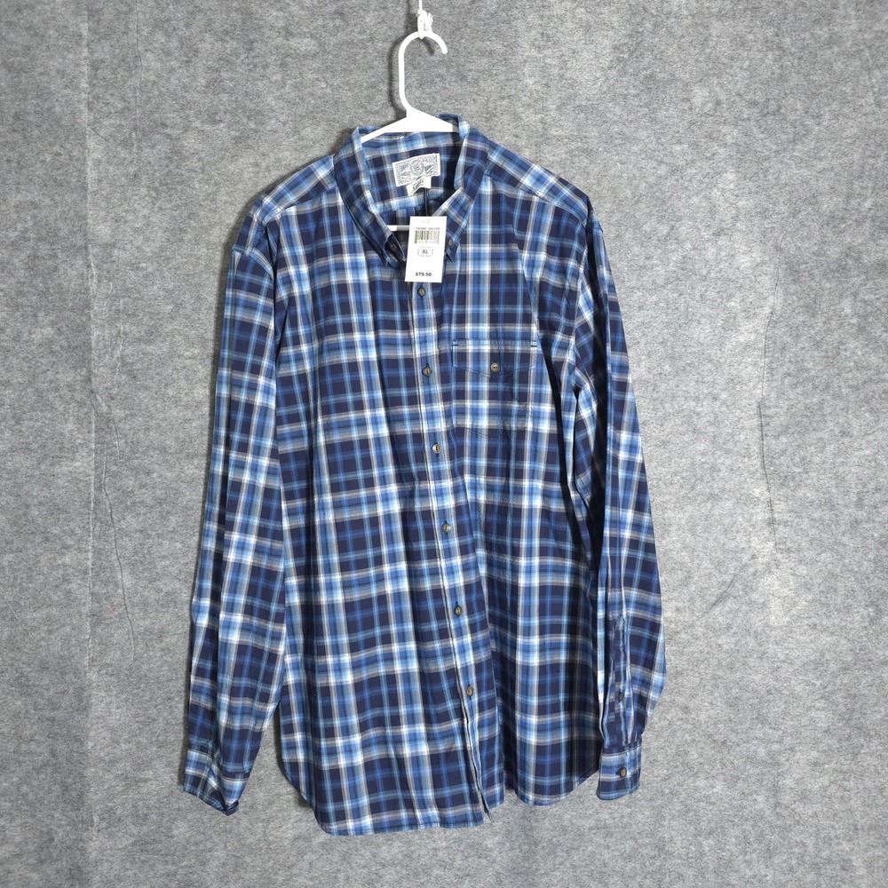 Lucky Brand Plaid Button Down Mens XL Blue New Long Sleeve Cotton Casual Shirt
